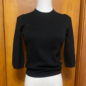 VTG Gianni Versace Black Crew Neck Sweater 3/4 Sleeve Hand Sewn Inner Sequins